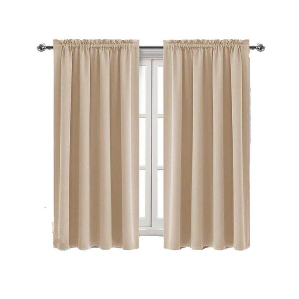 Home Blackout Window Curtains Pinch Pleat Thermal Insulated Solid Drapes - Yellow 42 x 84in