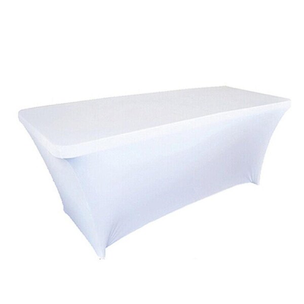 Rectangle Tablecloth Spandex Table Cover Stretch Cloth Home Wedding - White 6ft