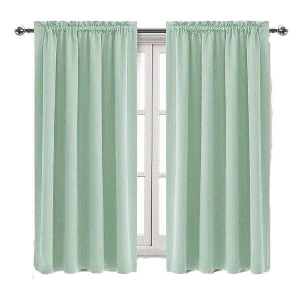 Home Blackout Window Curtains Pinch Pleat Thermal Insulated Solid Drapes - Green 42 x 63in