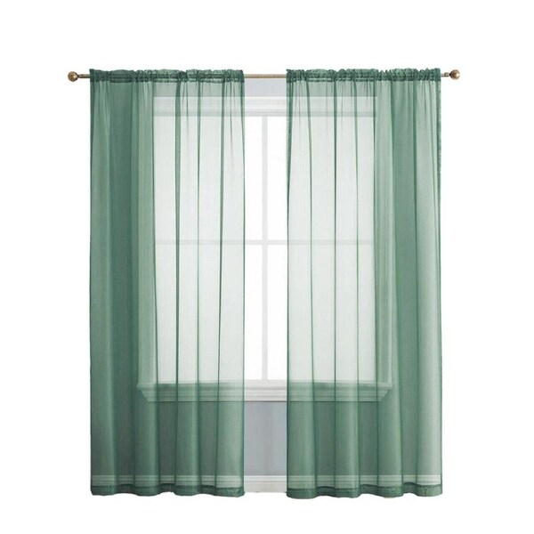 Sheer Curtain Rod Pocket Organza Voile Curtain Window Drape Mint