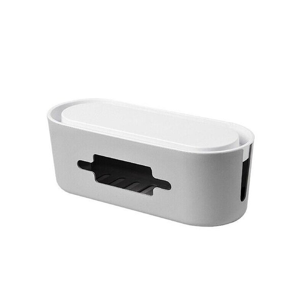 Cable Power Management Storage Box Socket Wire Tidy Organiser Safety Hide Case Grey White Lid