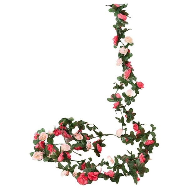 Artificial Silk Flowers Fake Vine Ivy Hanging Garland Floral Wedding - 6x Pink and Hot Pink