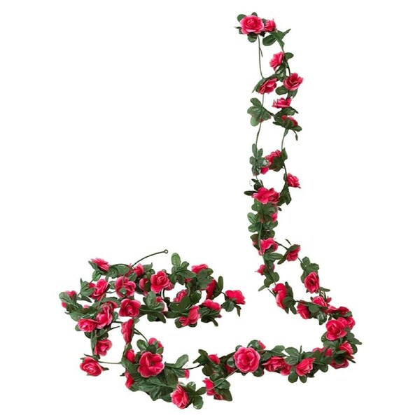 Artificial Silk Flowers Fake Vine Ivy Hanging Garland Floral Wedding - 6x Hot Pink