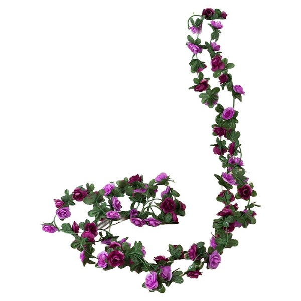Artificial Silk Flowers Fake Vine Ivy Hanging Garland Floral Wedding - 6x Purple