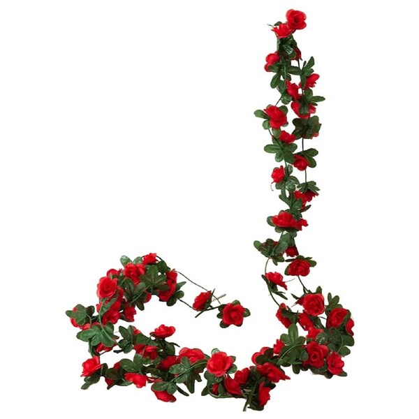 Artificial Silk Flowers Fake Vine Ivy Hanging Garland Floral Wedding - 6x Red