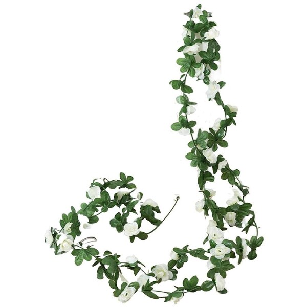 Artificial Silk Flowers Fake Vine Ivy Hanging Garland Floral Wedding - 6x White