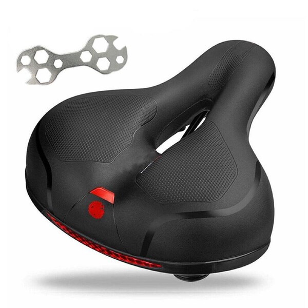 Bike Seat Big Wide Bum Bicycle Saddle Sporty Gel Cruiser Extra Comfort Soft Pad Red