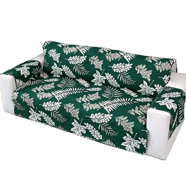 Seater Pet Sofa Protector Cover Quilted Couch Covers Lounge Slipcover - Dark Green Leaves 1 Seater