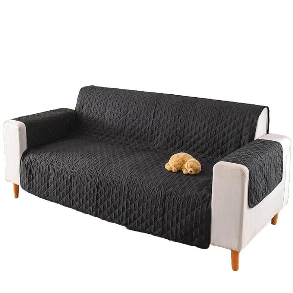 Seater Pet Sofa Protector Cover Quilted Couch Covers Lounge Slipcover - Black 2 Seater