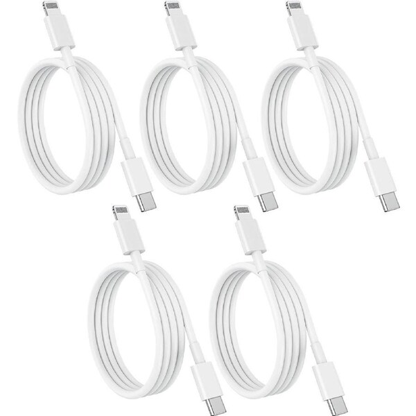 5 Pack 1m Data Transfer Fast PD Charger USB Type C to Apple iPhone iPad iPod Cable Cord Bulk