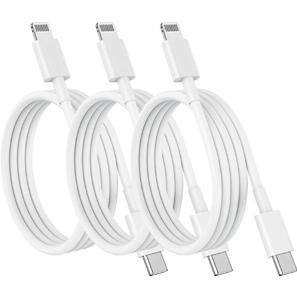 3 Pack 1m Data Transfer Fast PD Charger USB Type C to Apple iPhone iPad iPod Cable Cord Bulk