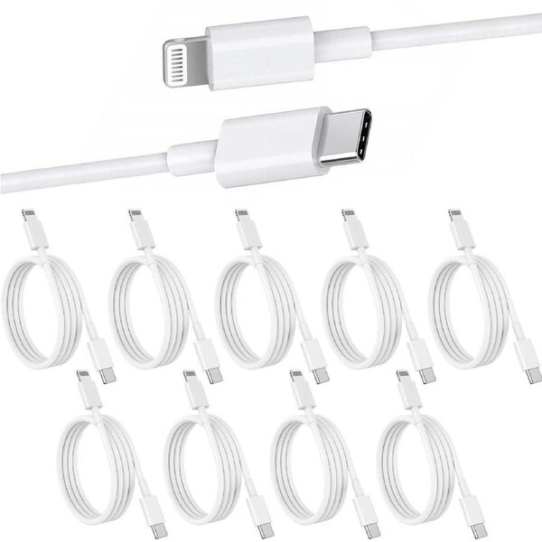 10 Pack 1m Data Transfer Fast PD Charger USB Type C to Apple iPhone iPad iPod Cable Cord Bulk
