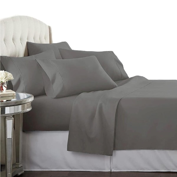 Egyptian Cotton Percale All Size Sheet Set Anti-Pilling - Gray Single