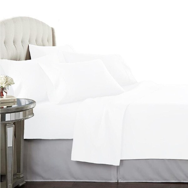Egyptian Cotton Percale All Size Sheet Set Anti-Pilling - White Queen