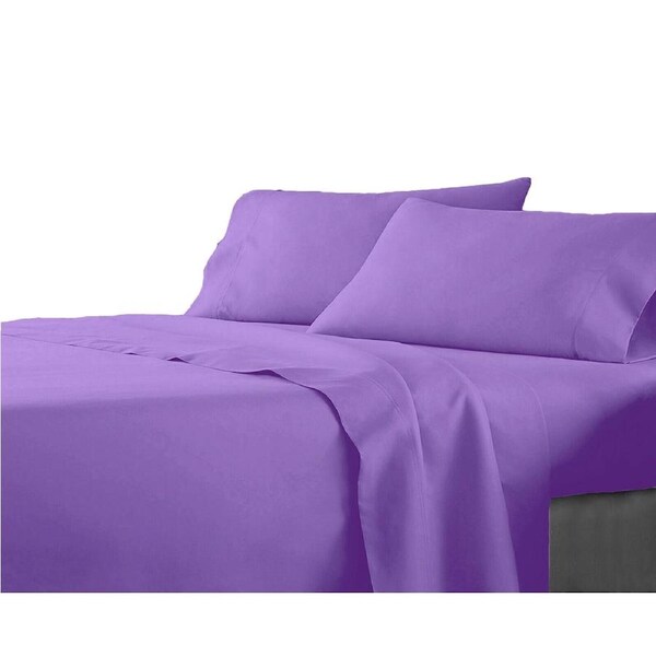 Premium Single KS Double Queen King Bed Flat Fitted Sheet Set Bed - Purple Single