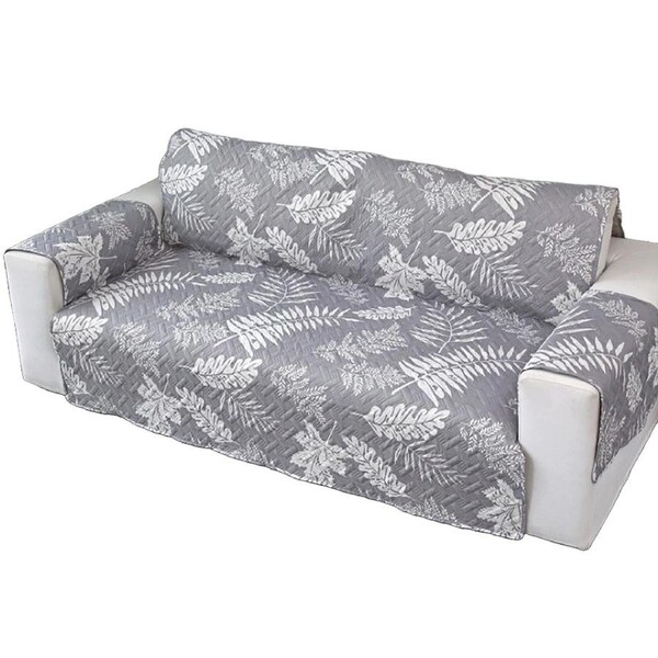 Seater Pet Sofa Protector Cover Quilted Couch Covers Lounge Slipcover - Grey Leaves 3 Seater