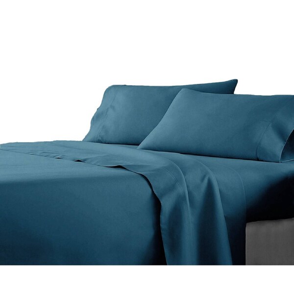 Premium Single KS Double Queen King Bed Flat Fitted Sheet Set Bed - Biscay Blue Single