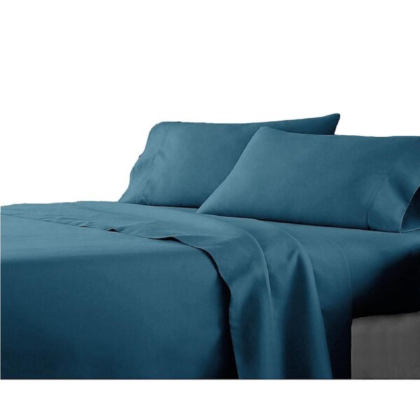 Premium Single KS Double Queen King Bed Flat Fitted Sheet Set Bed - Biscay Blue Double