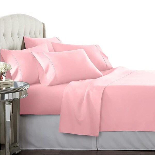Egyptian Cotton Percale All Size Sheet Set Anti-Pilling - Blush King