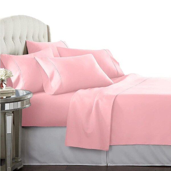 Egyptian Cotton Percale All Size Sheet Set Anti-Pilling - Blush King Single