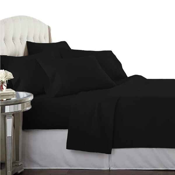 Egyptian Cotton Percale All Size Sheet Set Anti-Pilling - Black Queen