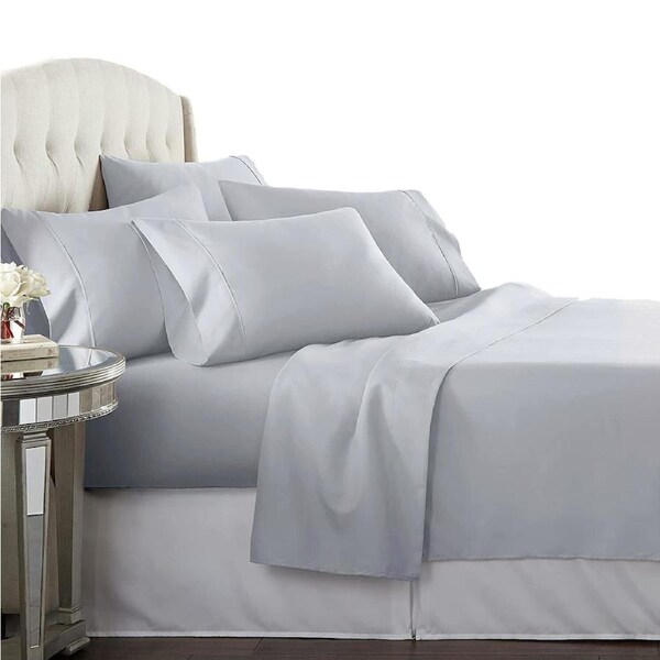 Egyptian Cotton Percale All Size Sheet Set Anti-Pilling - Light Gray Double