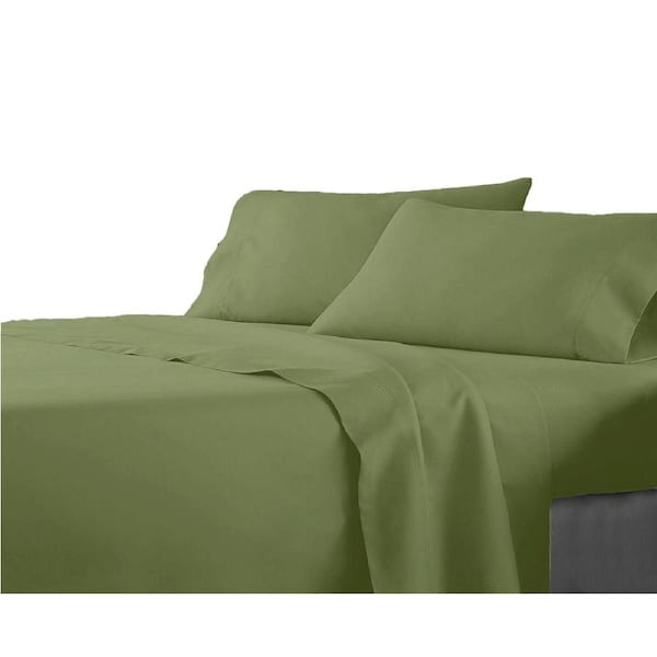 Premium Single KS Double Queen King Bed Flat Fitted Sheet Set Bed - Green Queen