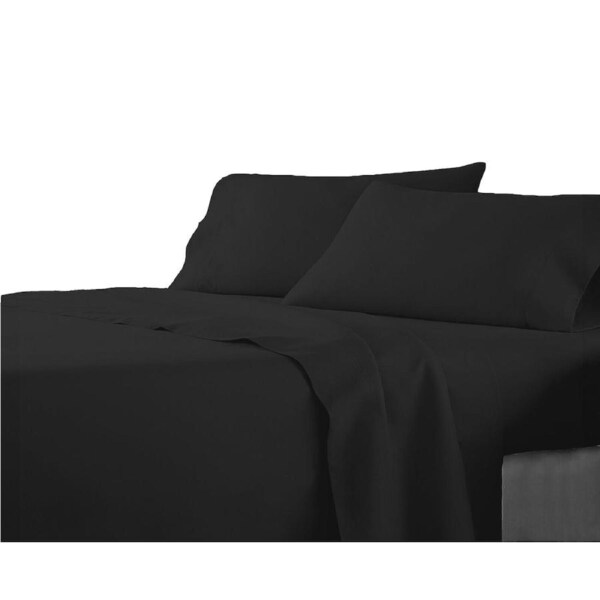 Premium Single KS Double Queen King Bed Flat Fitted Sheet Set Bed - Black King