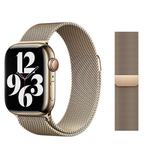 For Apple Watch iWatch Band Series 9 8 7 SE 6 5 4 Magnetic Stainless Steel Strap - Champagne Gold Ultra 49mm