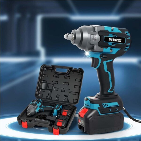 Traderight 21V Brushless Impact Wrench 1/2" Rattle Gun 2×4.0Ah 1200Nm Kit Set
