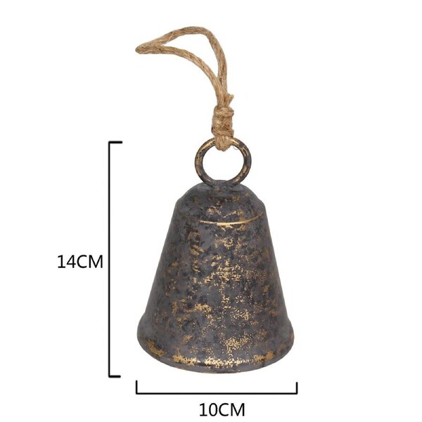 French Country Hanging Bell with Rope Wrought Iron Metal 92116BEL