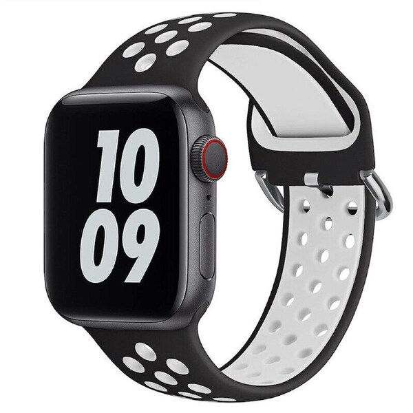 For iWatch Apple Watch Band Series 9 SE Ultra 8 7 6 5 4 Strap 38 40 41 42 44 45 49 - Black White 42mm 44mm 45mm
