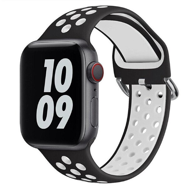 For iWatch Apple Watch Band Series 9 SE Ultra 8 7 6 5 4 Strap 38 40 41 42 44 45 49 - Black White For Ultra 49mm