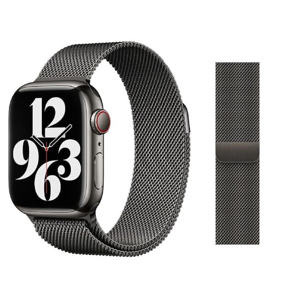 For Apple Watch iWatch Band Series 9 8 7 SE 6 5 4 Magnetic Stainless Steel Strap - Black 42mm 44mm 45mm