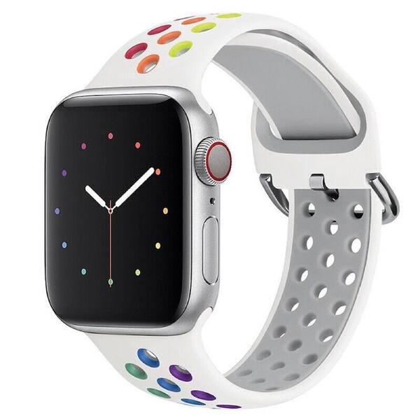 For iWatch Apple Watch Band Series 9 SE Ultra 8 7 6 5 4 Strap 38 40 41 42 44 45 49 - White Colourful 42mm 44mm 45mm