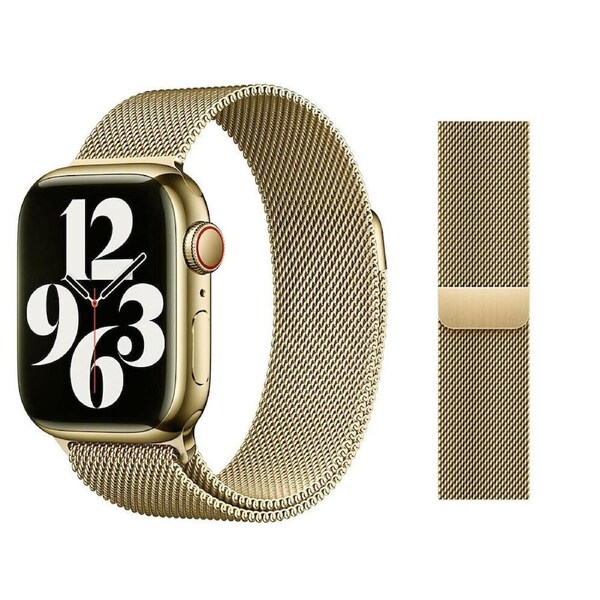 For Apple Watch iWatch Band Series 9 8 7 SE 6 5 4 Magnetic Stainless Steel Strap - Gold 38mm 40mm 41mm