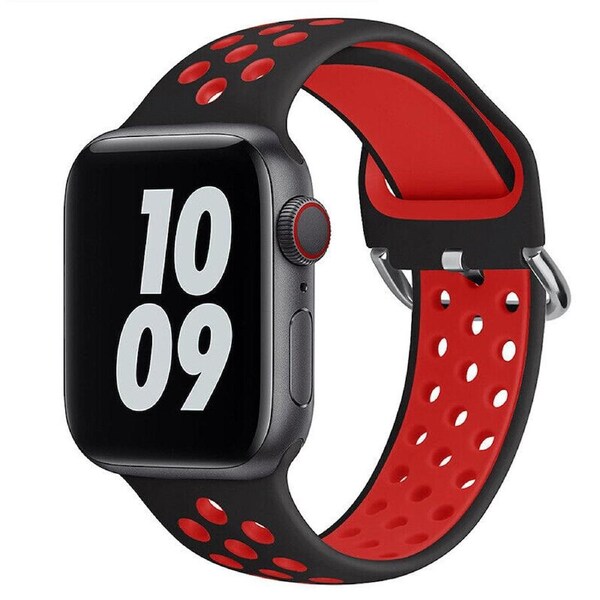 For iWatch Apple Watch Band Series 9 SE Ultra 8 7 6 5 4 Strap 38 40 41 42 44 45 49 - Black Red 42mm 44mm 45mm