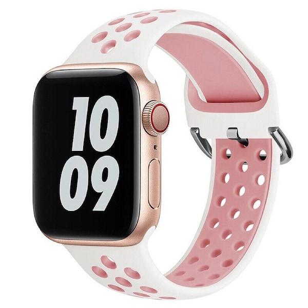 For iWatch Apple Watch Band Series 9 SE Ultra 8 7 6 5 4 Strap 38 40 41 42 44 45 49 - White Pink 38mm 40mm 41mm