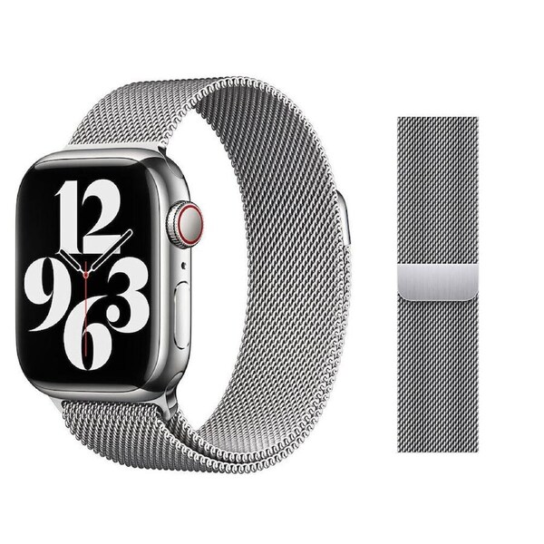 For Apple Watch iWatch Band Series 9 8 7 SE 6 5 4 Magnetic Stainless Steel Strap - Silver Ultra 49mm