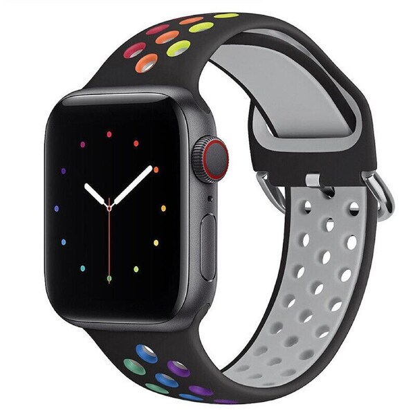 For iWatch Apple Watch Band Series 9 SE Ultra 8 7 6 5 4 Strap 38 40 41 42 44 45 49 - Black Colourful 42mm 44mm 45mm