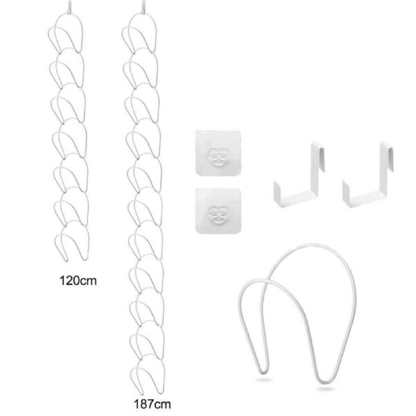 Baseball Cap Hat Rack Clothes Hanger Scarf Organizer Storage Door Closet Hanger White 1 x 120cm and 1 x 187cm