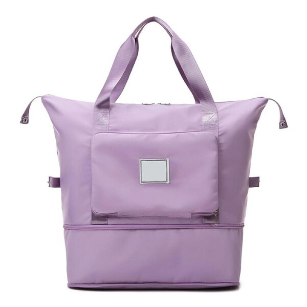 Folding Travel Bag Unisex Lightweight Handbag Waterproof Large Capacity Portable Light Purple