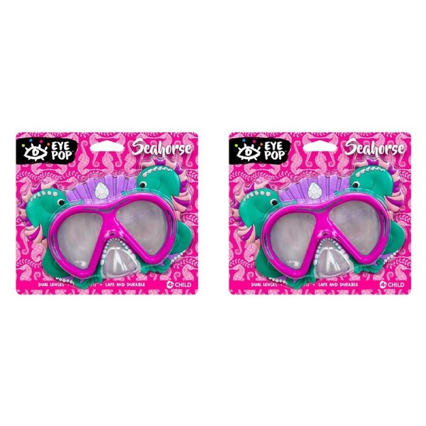 2PK Aqua Leisure Clear Lens Character Swimming Goggle Mask w/ Strap Assorted