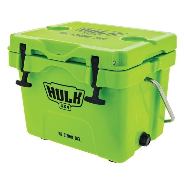 Hulk Portable Ice Cooler Box with Stainless Steel Carry Handle 15L Green