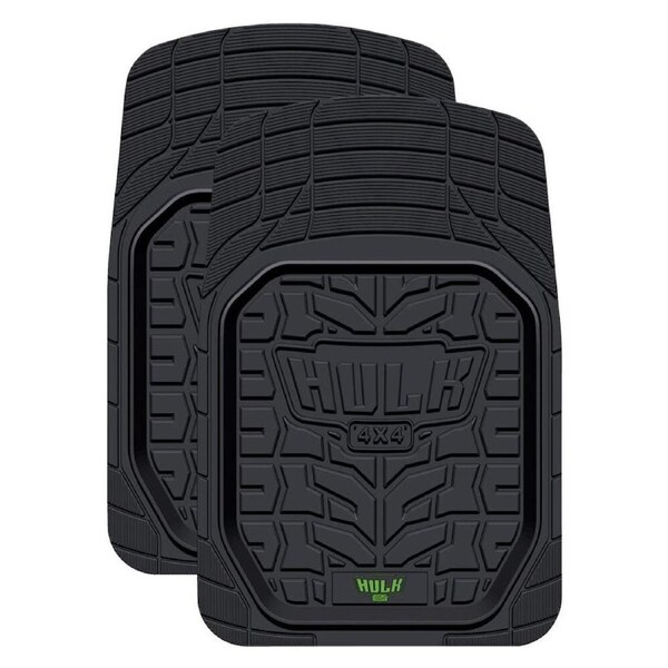 2pc Hulk Heavy Duty Deep Dish Anti-Slip Rubber Car Floor Mats 78x52cm Black