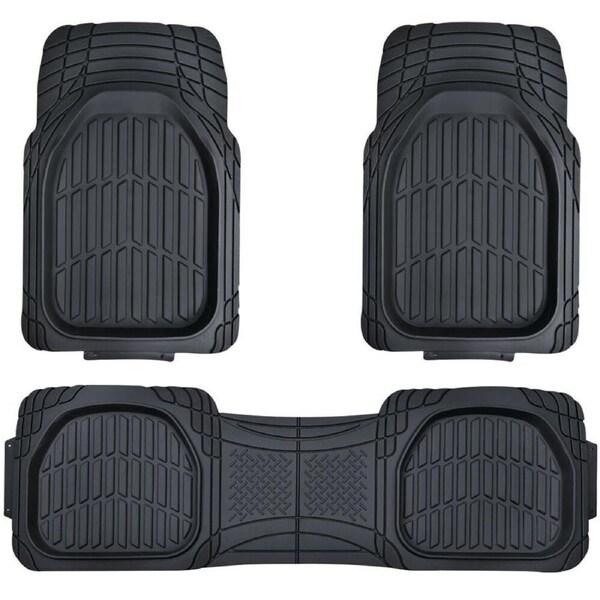 3pc Hulk Universal Heavy Duty Deep Dish Anti-Slip Car Floor Mats Black