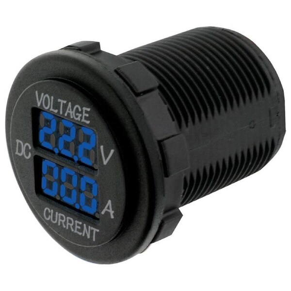Hulk Compact Dual Vehicle DC Voltmeter & Ammeter Reader Device Black