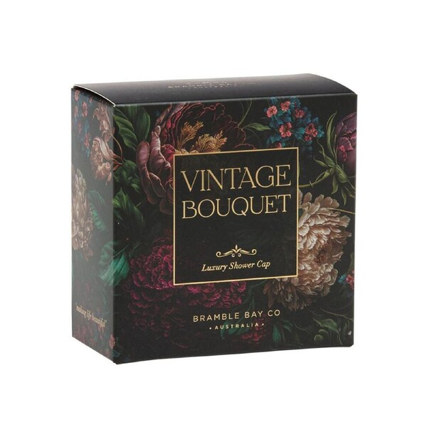 Bramble Bay Vintage Floriade Bouquet Waterproof Shower Cap Reusable