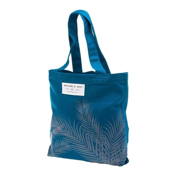 Bramble Bay Night Breeze Fern Outline Cotton Everyday Tote Bag Stylish Blue