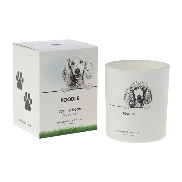 Bramble Bay Poodle Soy Candle Warm Vanilla Scented Home Fragrance 300g